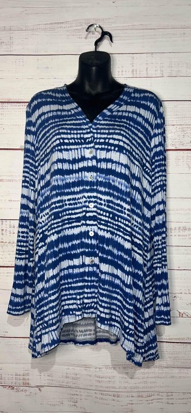 Logo Layers Blue Tie Dye Top Women’s Large